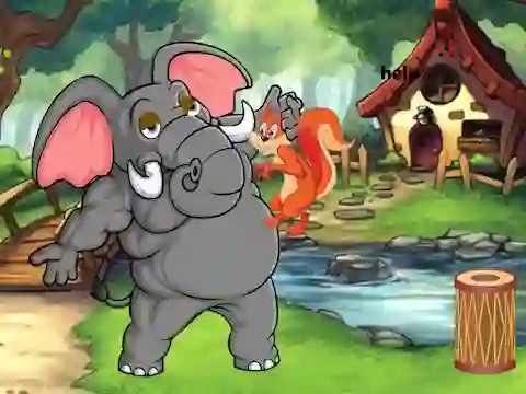 Игра Squirrel Trapped To Giant Elephant онлајн