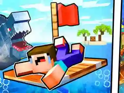 Игра Noob Raft: Ocean Survival онлајн