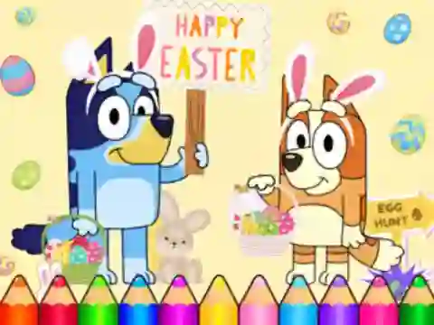 Игра Coloring Book: Bluey Happy Easter онлајн