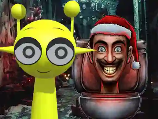Игра Sprunki in Backrooms Christmas Skibidi онлајн