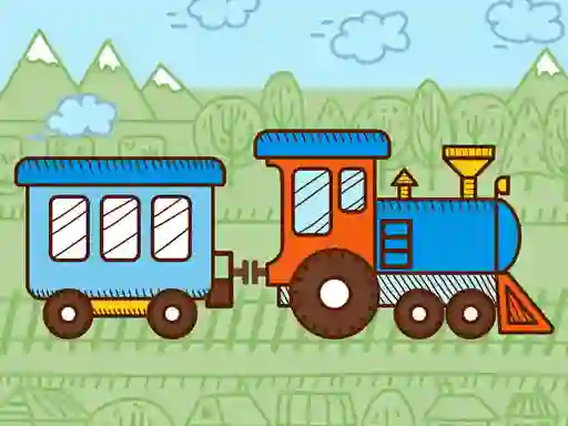 Игра Trains For Kids Coloring онлајн
