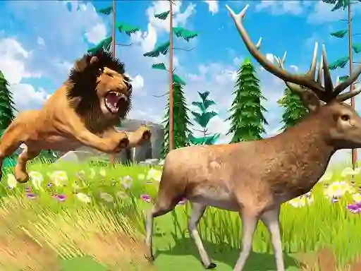 Игра Realistic Lion Hunting Animal 2024 онлајн