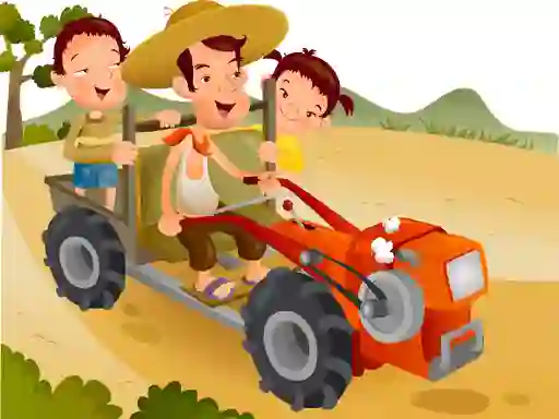 Игра Cartoon Tractor Puzzle онлајн