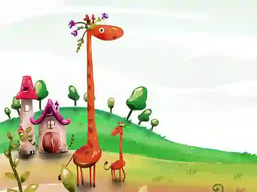 Игра Cartoon Giraffe Puzzle онлајн