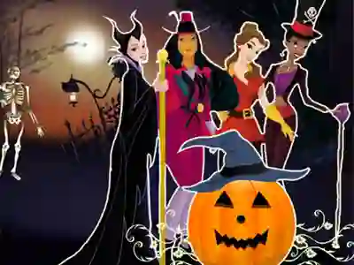 Игра Princesses Halloween Night онлајн