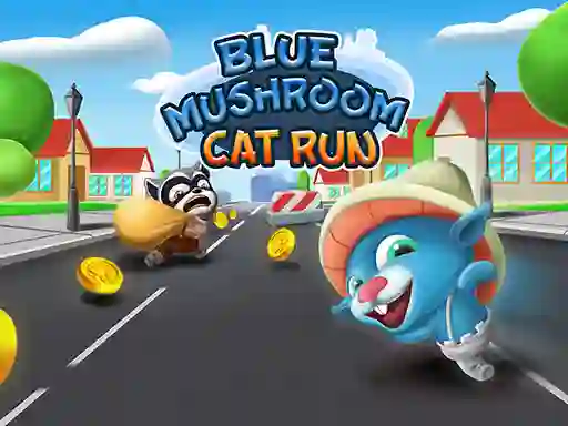 Игра Blue Mushroom Cat Run онлајн