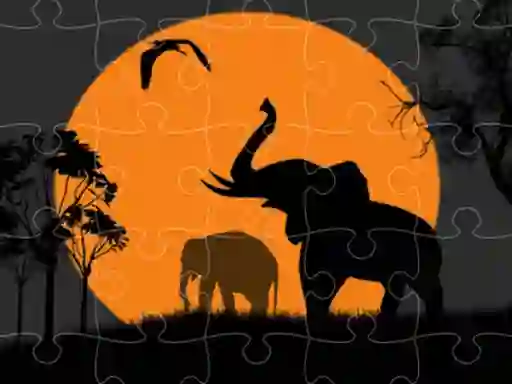 Игра Elephant Silhouette Jigsaw онлајн