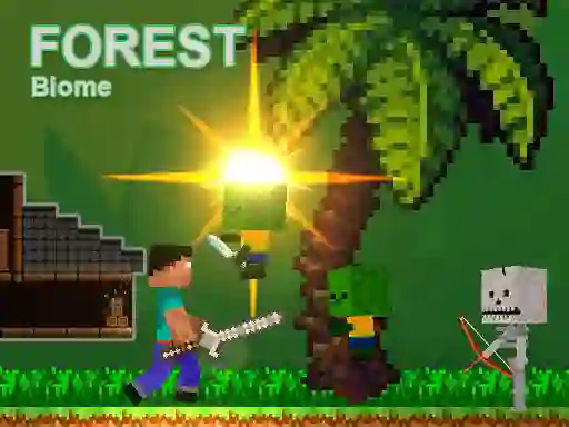 Игра Noob vs Zombies - Forest biome онлајн