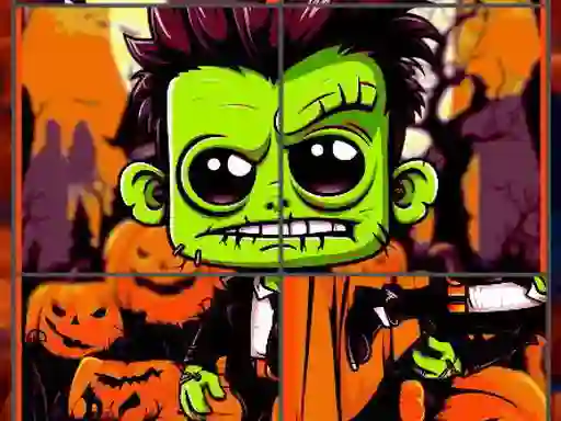 Игра Franky & Vampire Halloween Puzzle онлајн