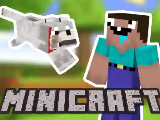 Игра Minicraft: Steve And Wolf Adventure онлајн