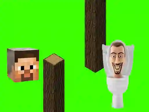 Игра Spinning Skibidi Toilet Flappy Minecraft онлајн
